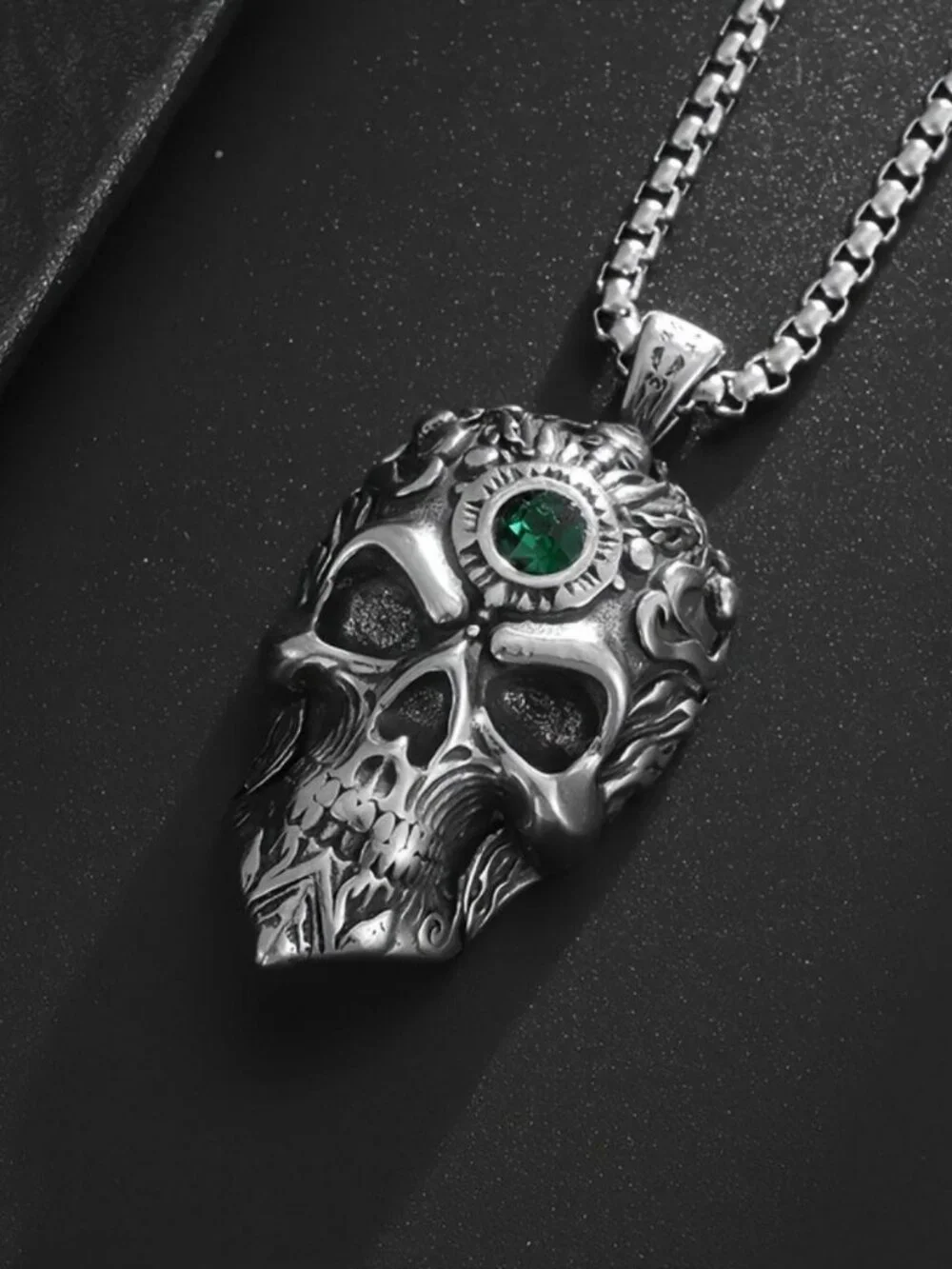 Mens skeleton monk pendant necklace 316L stainless steel gothic